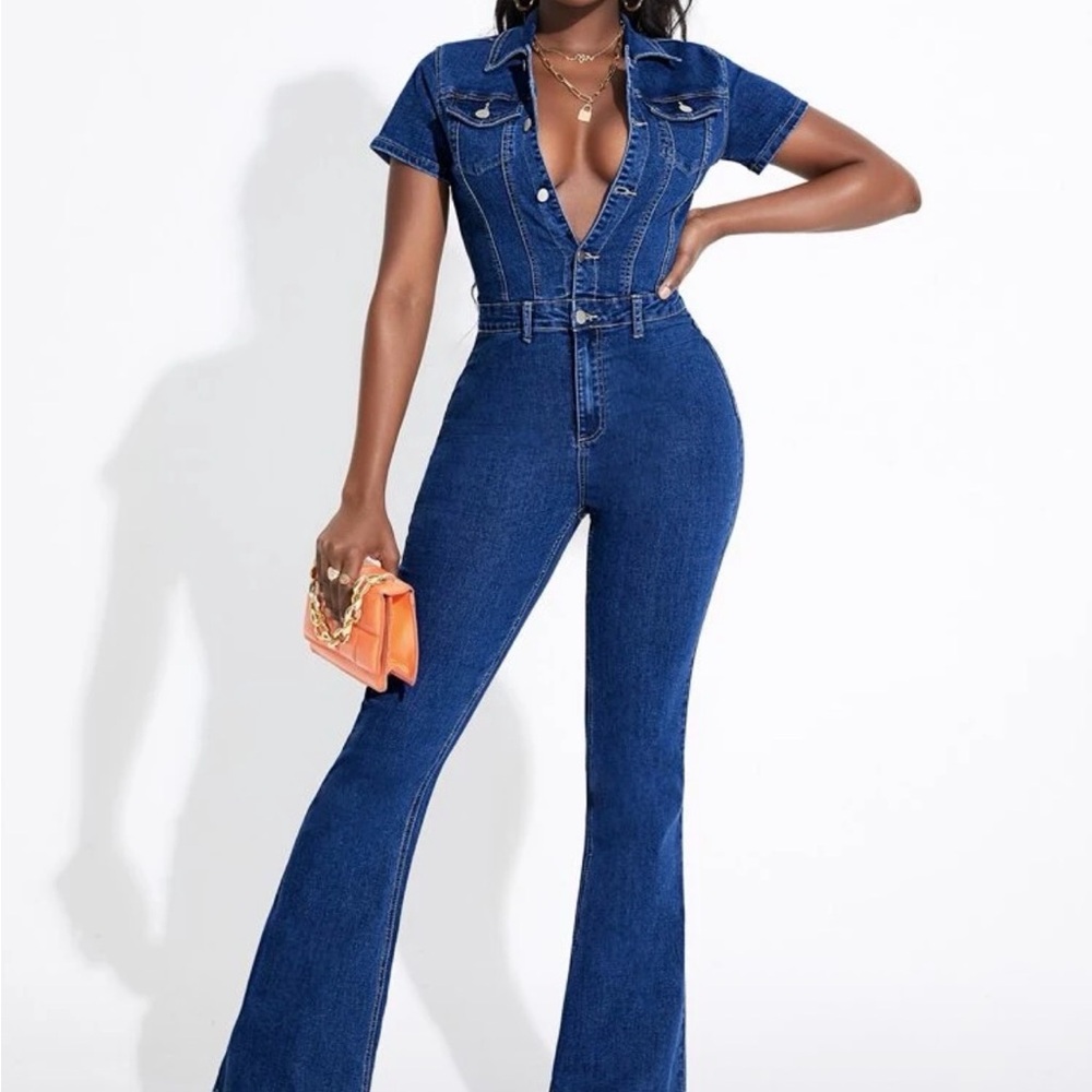 Like New Blue Denim Jumpsuit